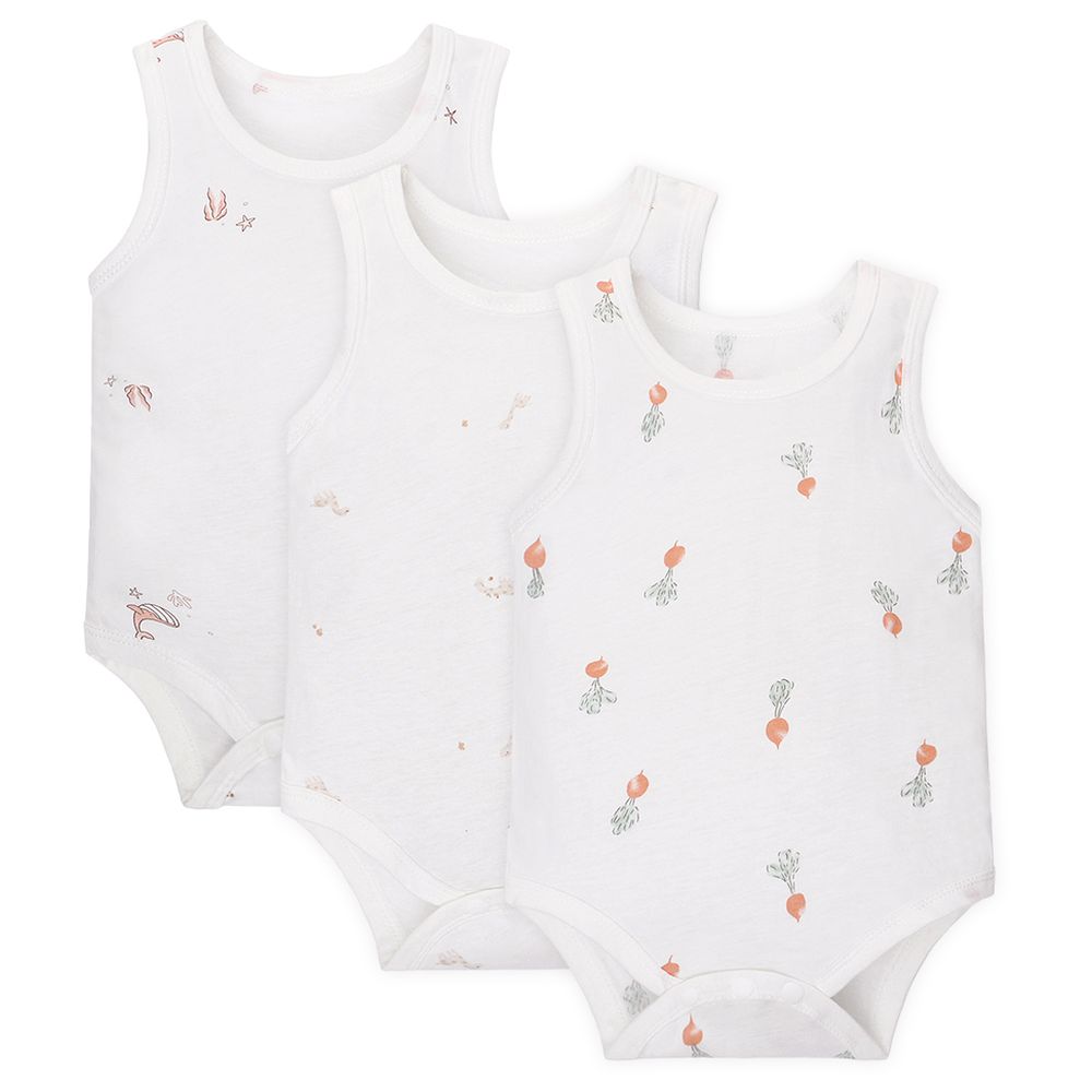 Miracle Baby - 3pc-Set - Baby Girl's Cotton Sleeveless Bodysuit - White