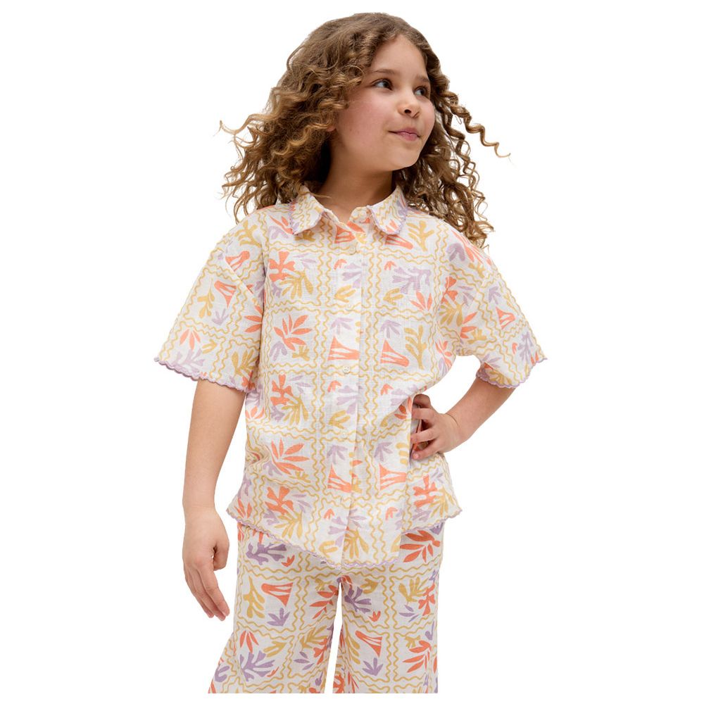Raffya Girl's Gilly Scalloped Edge Matisse Print Shirt