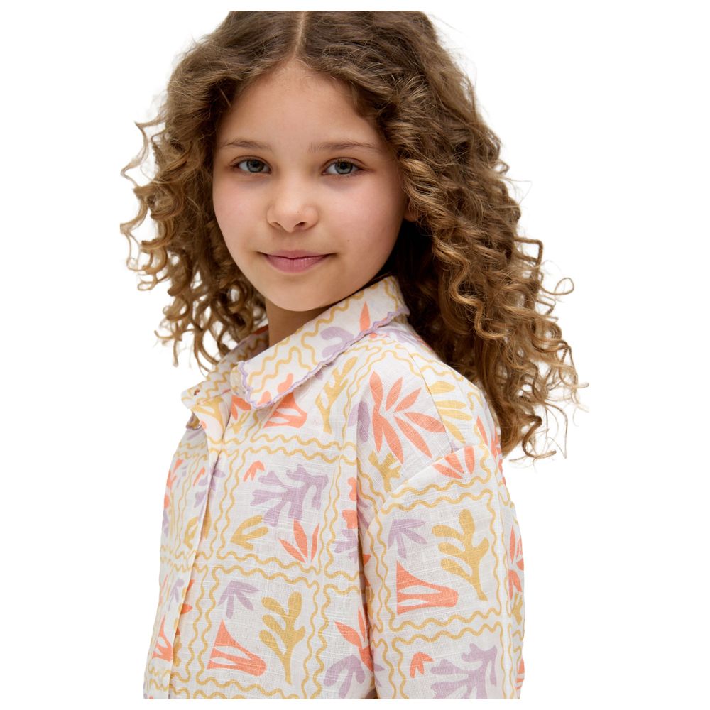 Raffya Girl's Gilly Scalloped Edge Matisse Print Shirt