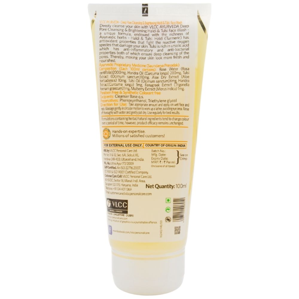 Vlcc - Deep Pore Cleansing & Brightening Haldi & Tulsi Face Wash - 100 ml