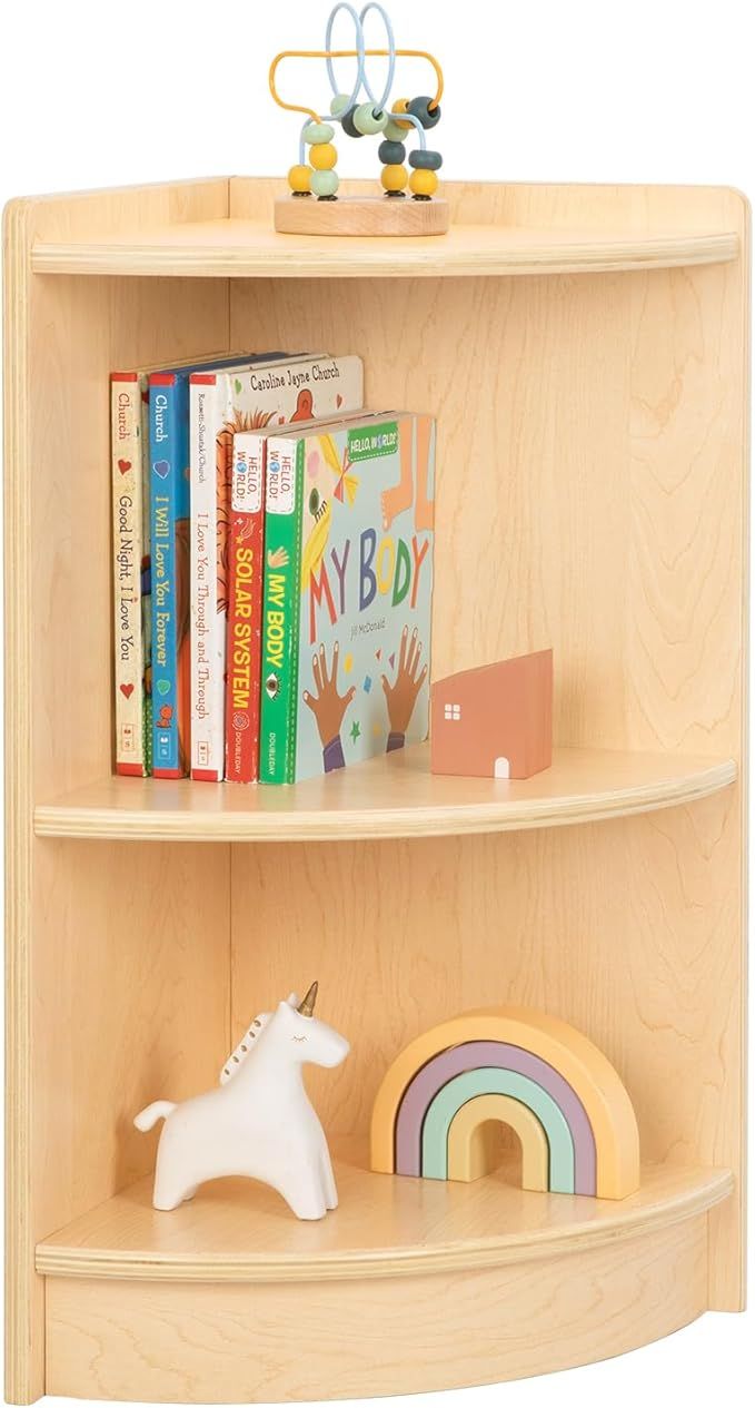 Tooky Toy - Wooden Corner Toy Organizer Shelf - Brown
