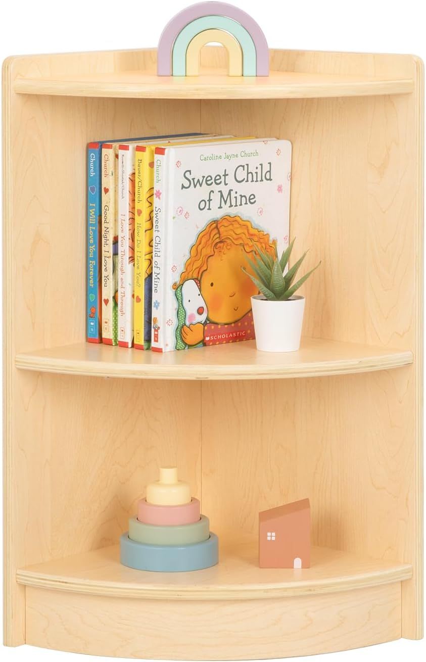 Tooky Toy - Wooden Corner Toy Organizer Shelf - Brown