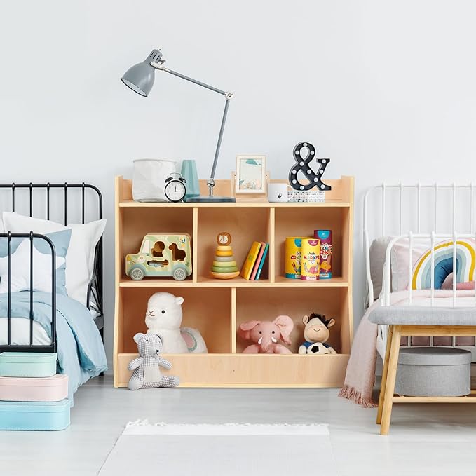 Oook - 5 Compartment Wooden Bookshelf - Beige