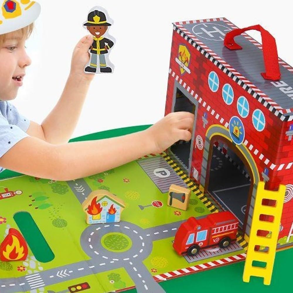 Tooky Toys Fire Station Box Set - 17 Pcs