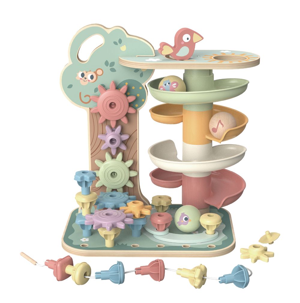 Tooky Toys Rolling And Stacking Activity Tree Playset - My Forest Friends - 39 Pcs