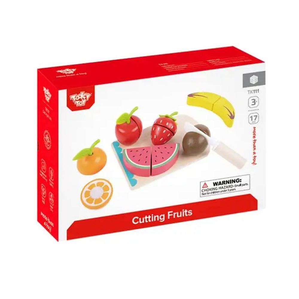 Tooky Toys Cutting Fruits Pretend Playset - Multicolor - 17 Pcs