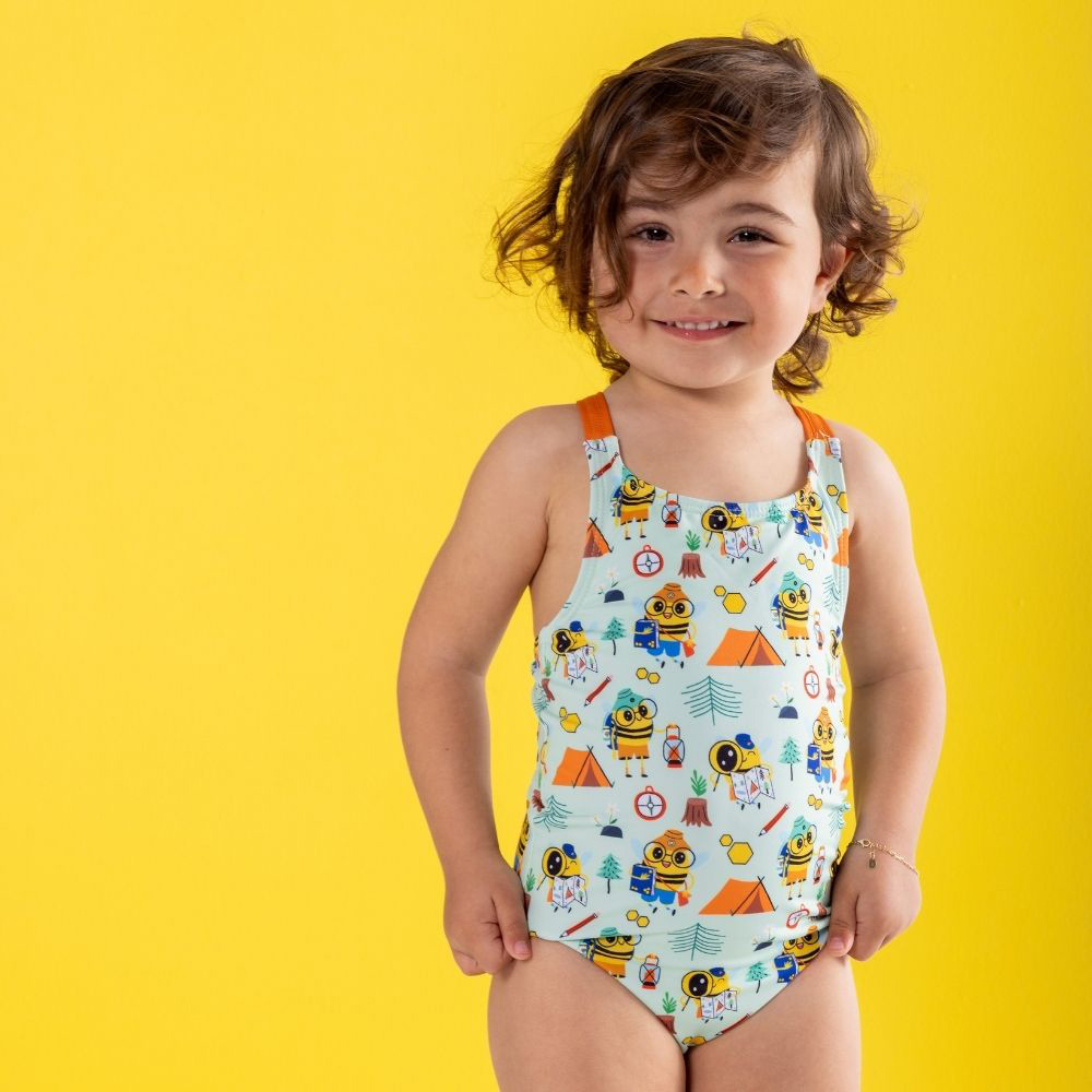 Daring Littles Beebee Collection Girl's UPF 50+ Cross Back Swimsuit
