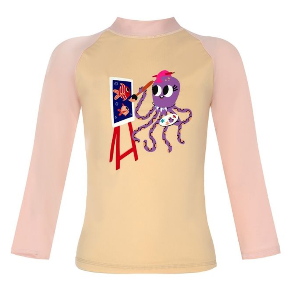 Daring Littles Inka Collection Girl's UPF 50+ Long Sleeves Rashguard - Pink