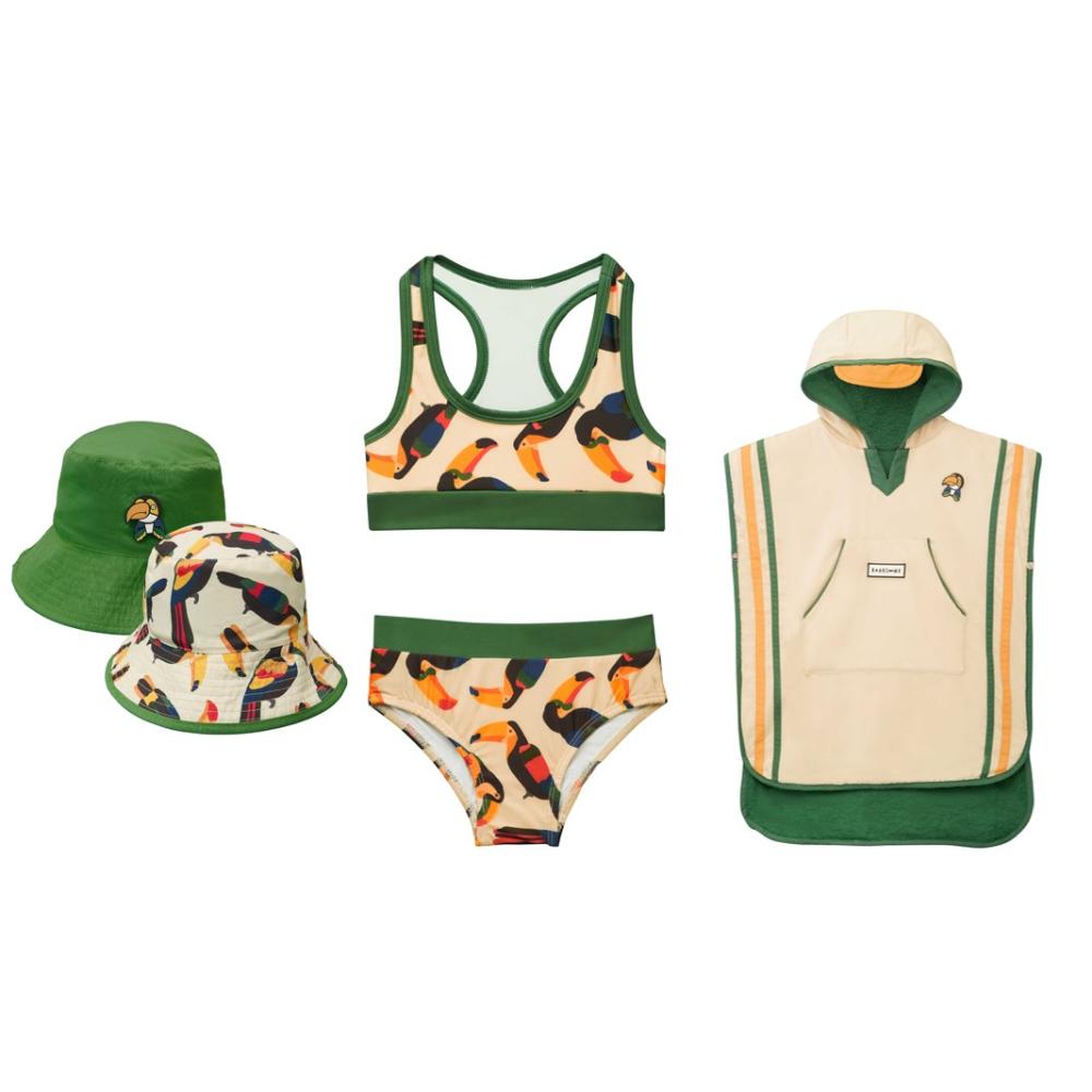 Roarsome Beak the Toucan Girl's Swimwear Bundle - Beige - 4 Pcs