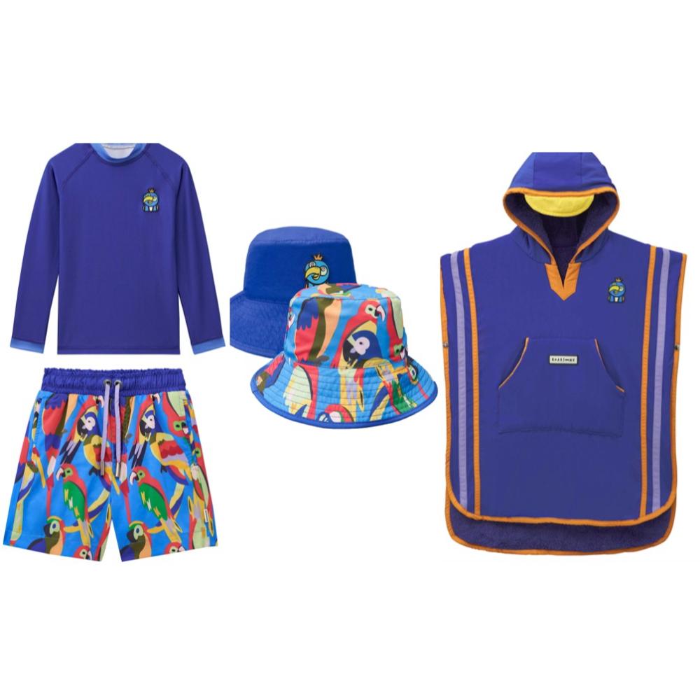 Roarsome Squawk the Parrot Boy's Swimwear Bundle - Blue - 4 Pcs