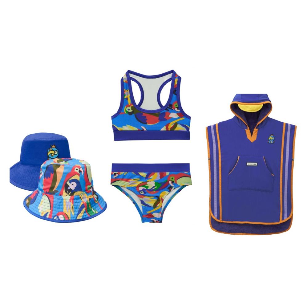 Roarsome Squawk the Parrot Girl's Swimwear Bundle - Blue - 4 Pcs