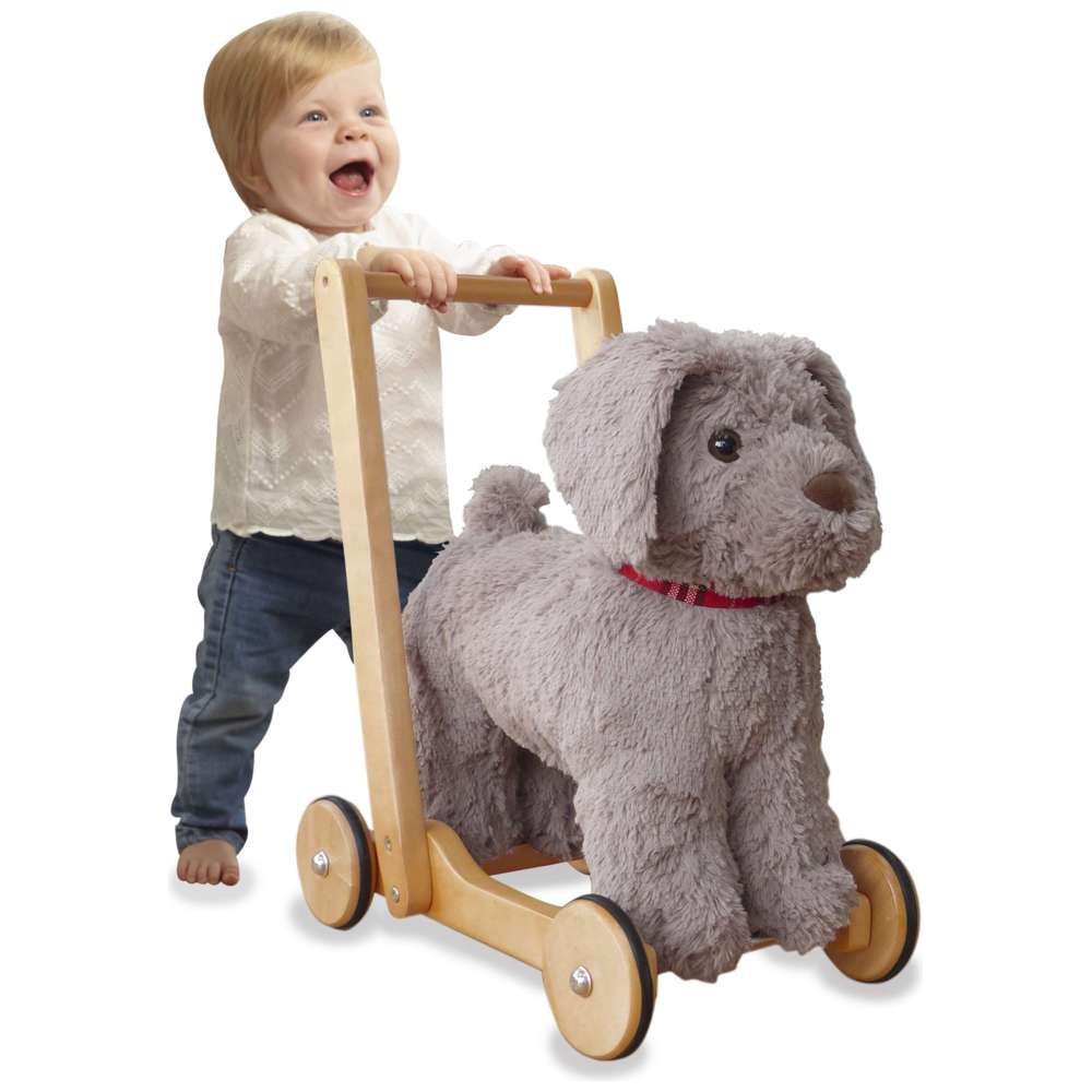 Little Bird Told Me - 2-In-1 Bailey Dog Baby Walker - Grey/Brown