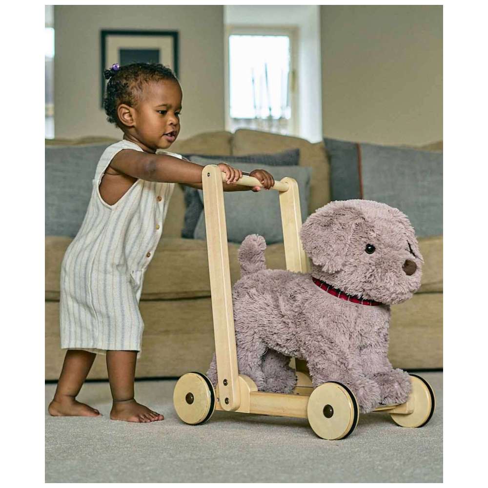 Little Bird Told Me - 2-In-1 Bailey Dog Baby Walker - Grey/Brown