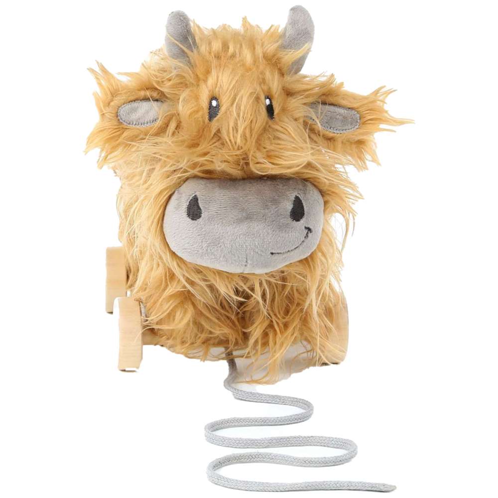 Little Bird Told Me - Hubert Highland Cow Pull Along Toy - Brown