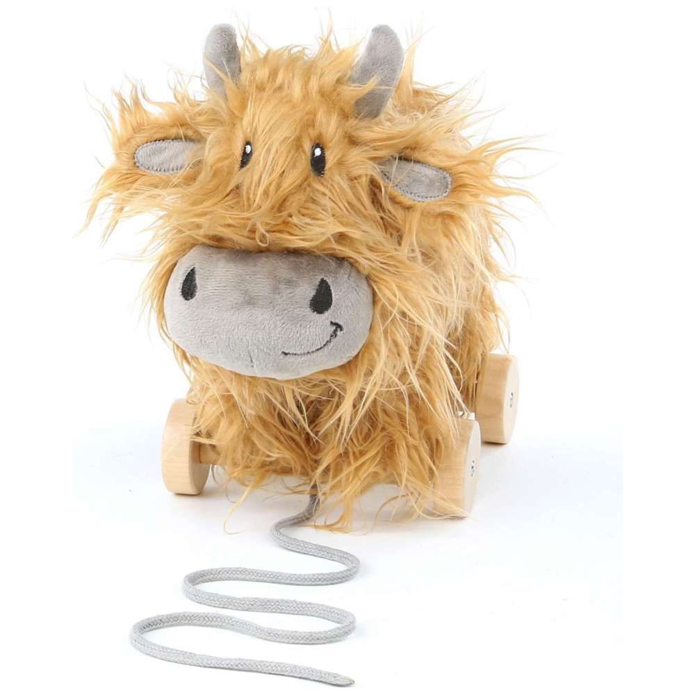 Little Bird Told Me - Hubert Highland Cow Pull Along Toy - Brown