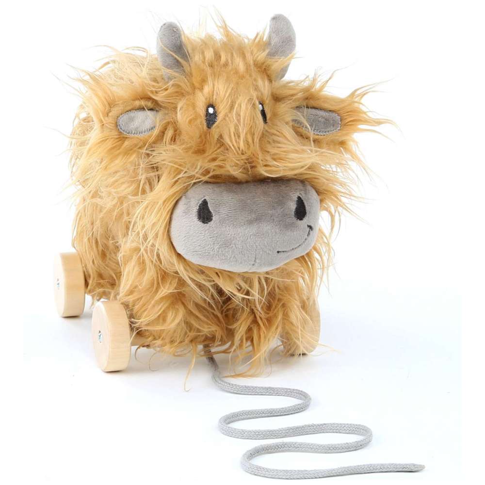 Little Bird Told Me - Hubert Highland Cow Pull Along Toy - Brown