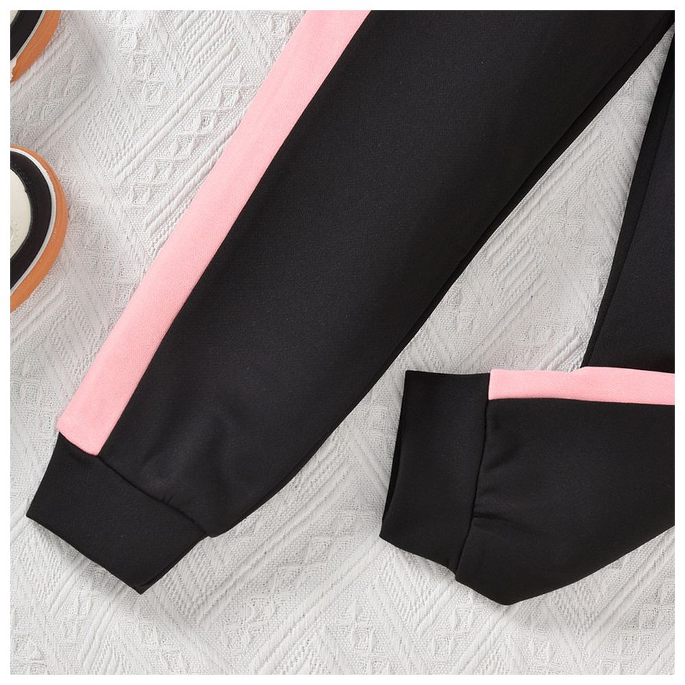 Kikofendy Girls' Cute Bear Print Sweatshirt and Color-Block Cuffed Pants - 2 Pcs