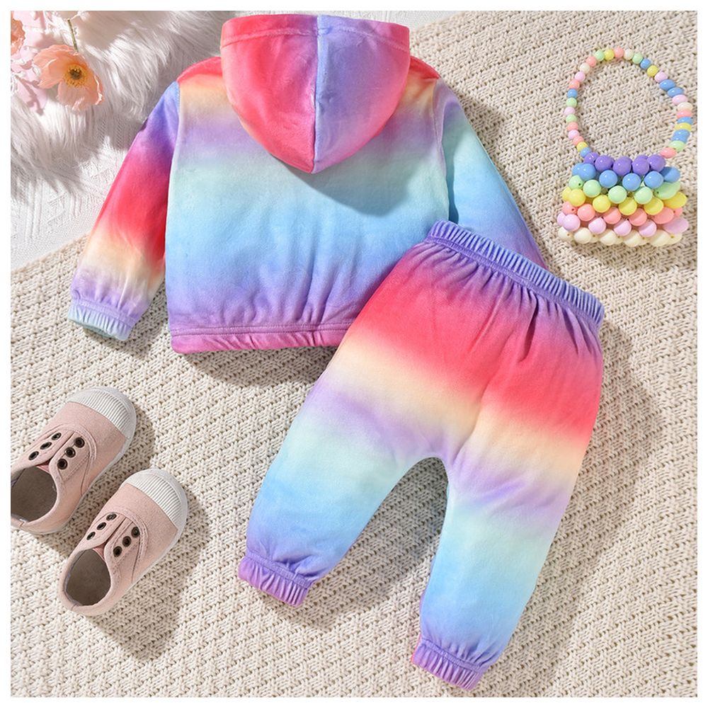 Kikofendy Kids' Colorful SUPER COOL Letter Embroidery Plush Sweatshirt and Pants - 2 Pcs
