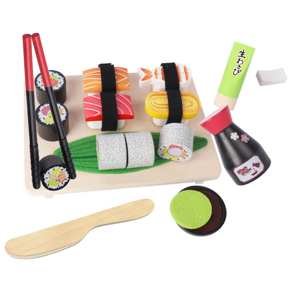 Littlechus Wooden Sushi Playset - 29 Pc Set