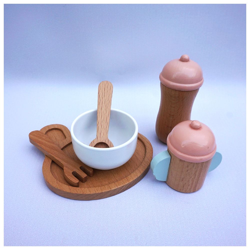 Littlechus Wooden Doll Accessories and Feeding Set - 10 Pc Set