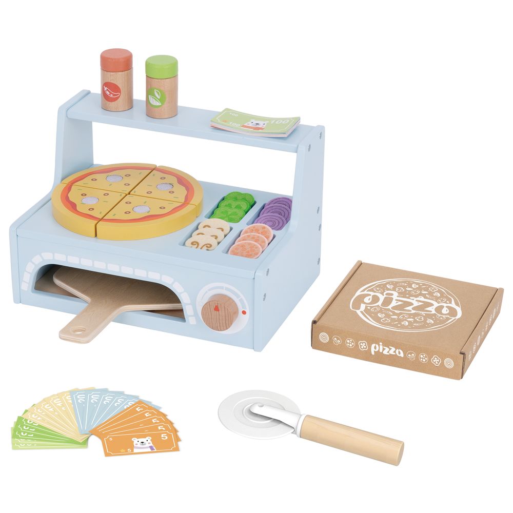 Littlechus Wooden Pizza Oven Playset - 42 Pc Set