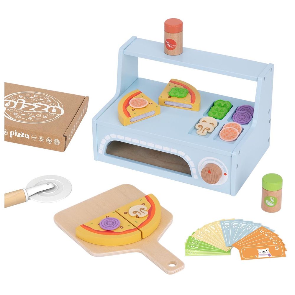 Littlechus Wooden Pizza Oven Playset - 42 Pc Set