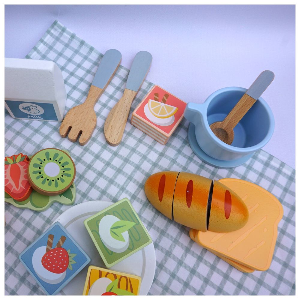 Littlechus Wooden Picnic Basket Playset - 20+ Pc Set