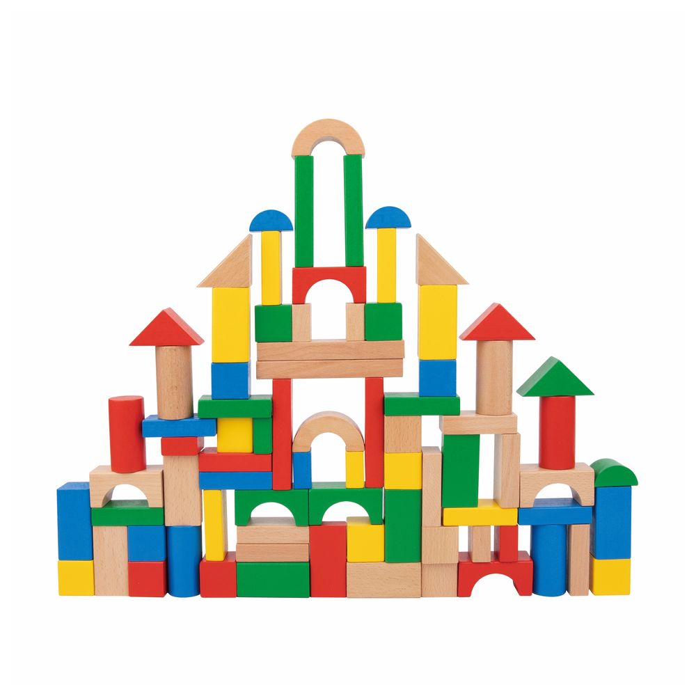 Littlechus Wooden Building Blocks Playset - 100 Pc Set