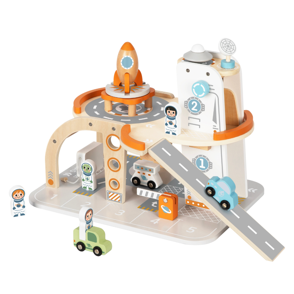 Littlechus - Wooden Space Station Playset - 15 Pc Set