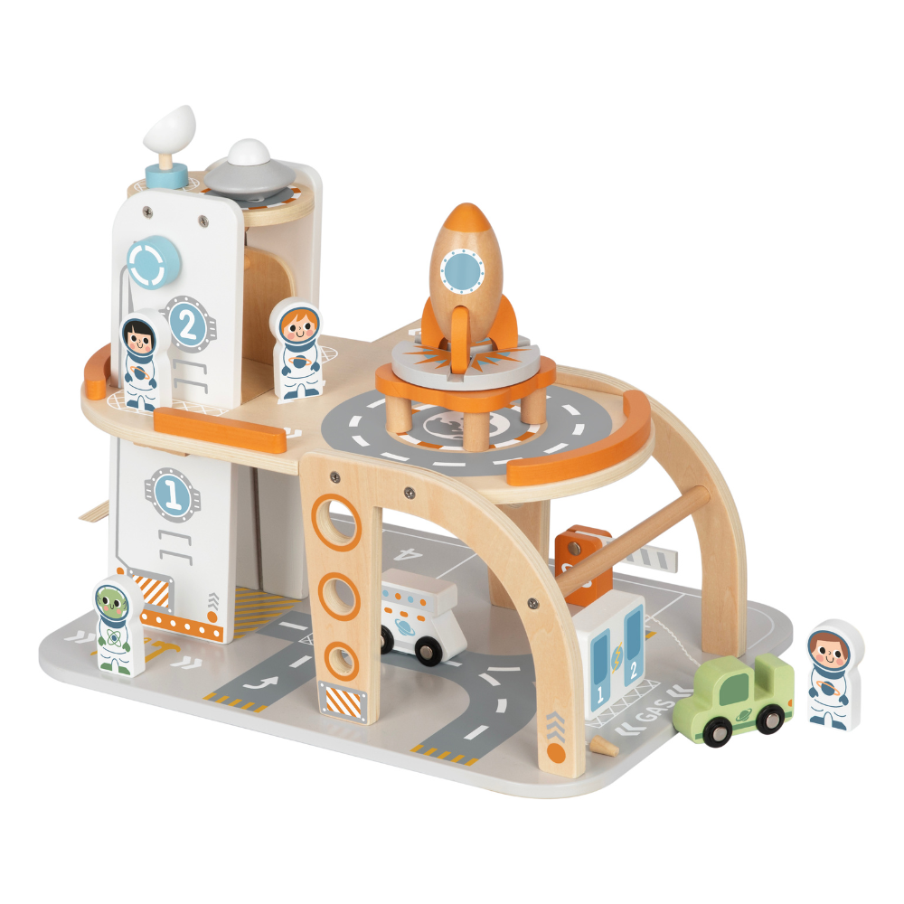 Littlechus - Wooden Space Station Playset - 15 Pc Set