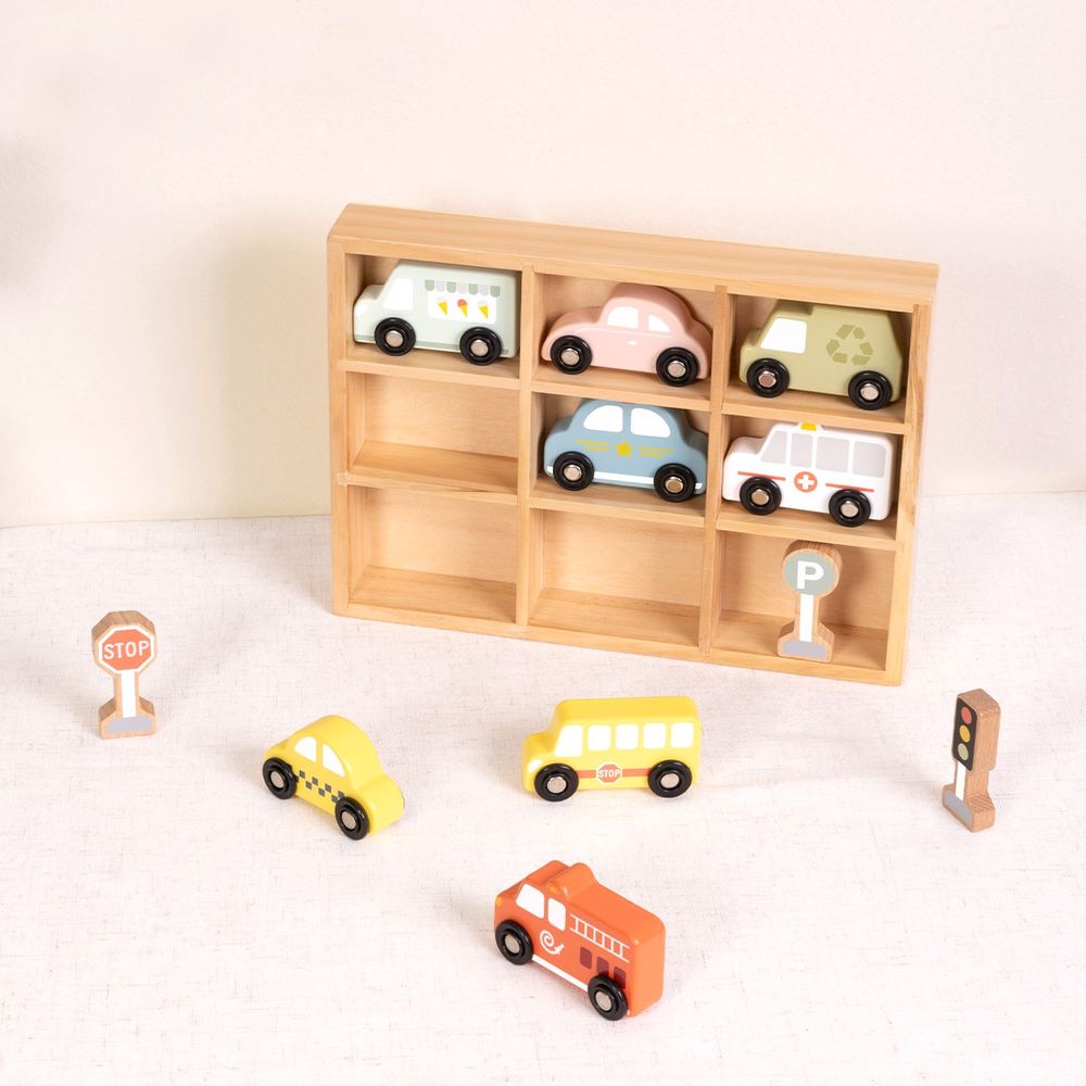 Littlechus - Wooden Car Playset - Multicolor - 11 Pcs