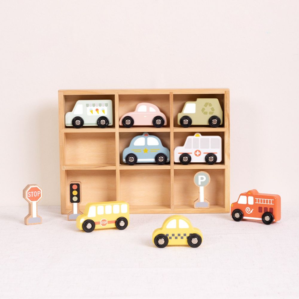 Littlechus - Wooden Car Playset - Multicolor - 11 Pcs