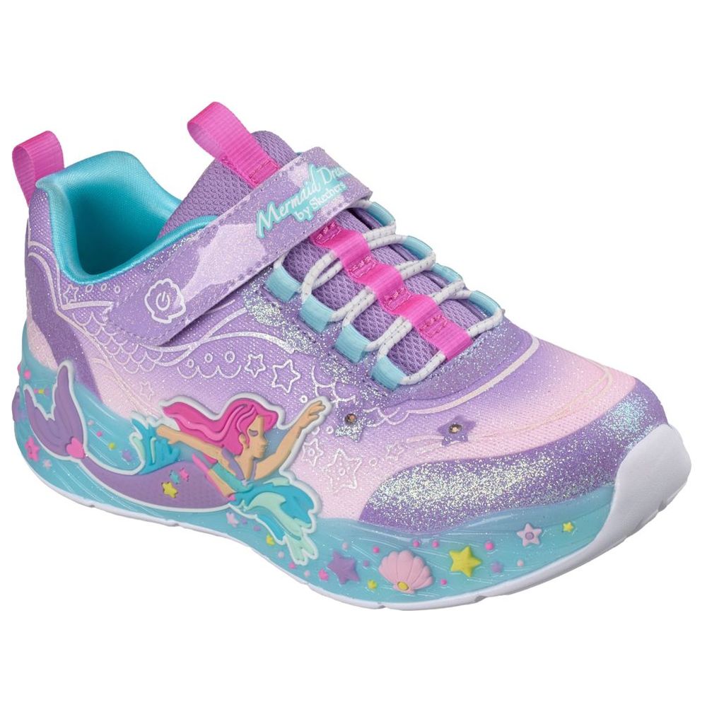 Skechers Mermaid Dreams Wrap Sneakers - Lavender/Mint