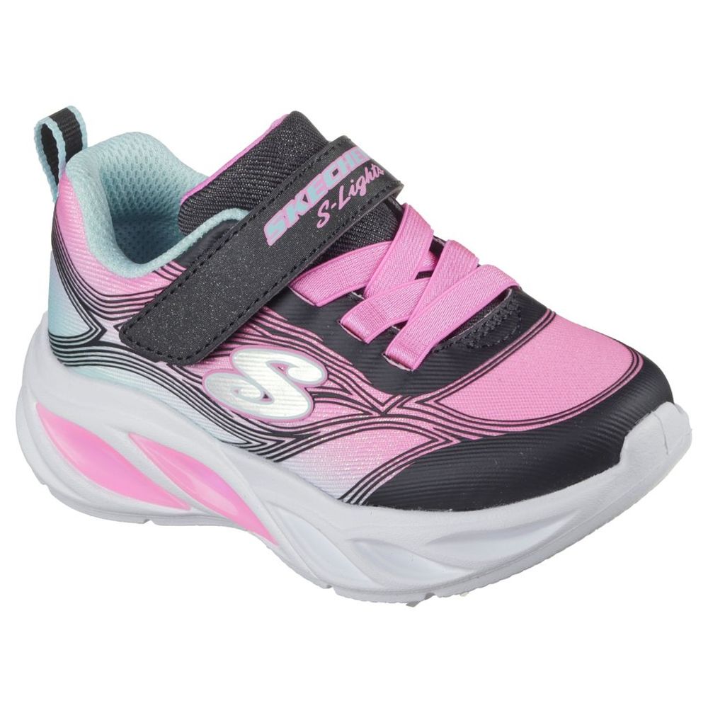 Skechers Cosmic Glow Lighted Bungee & Strap Sneakers - Black/Pink