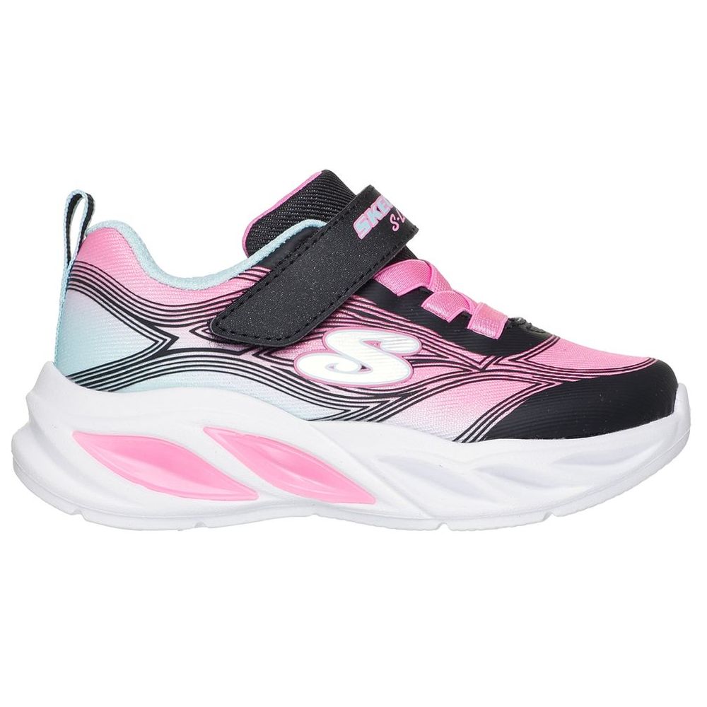 Skechers Cosmic Glow Lighted Bungee & Strap Sneakers - Black/Pink
