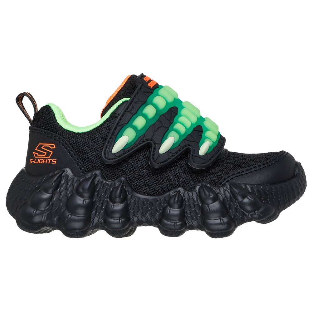 Skechers Lil' Saurus Single Strap Sneaker Black - Lime