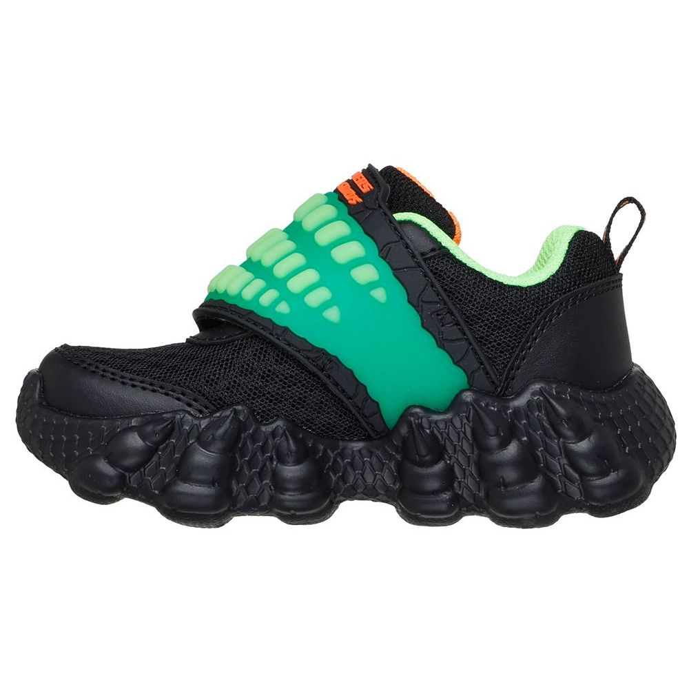 Skechers Lil' Saurus Single Strap Sneaker Black - Lime