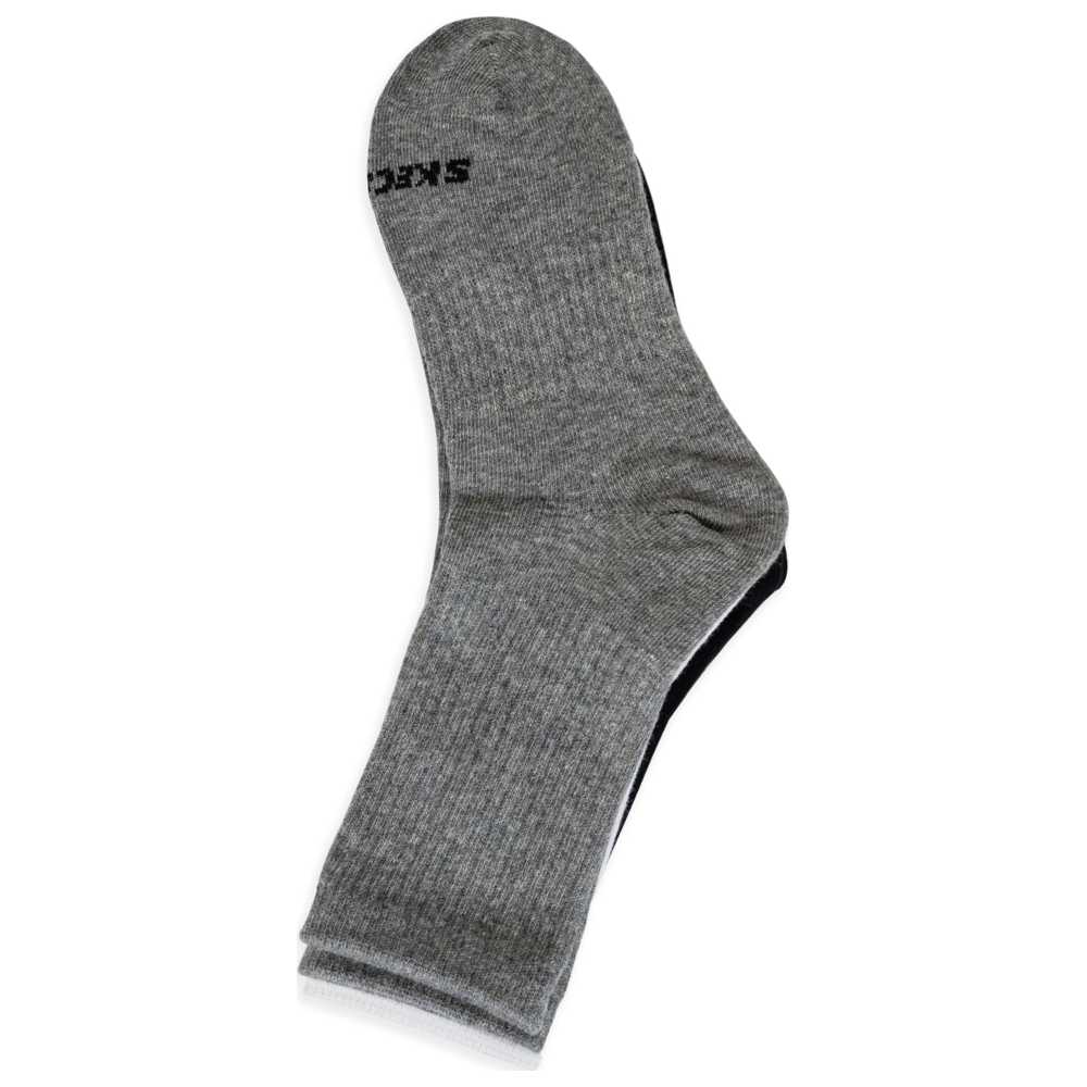 Skechers Unisex Non Terry Arch Support Socks White/Black/Grey - Pack of 3