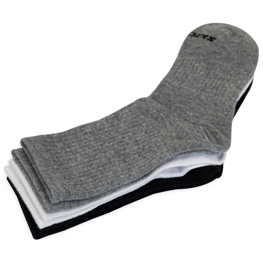 Skechers Unisex Non Terry Arch Support Socks White/Black/Grey - Pack of 3