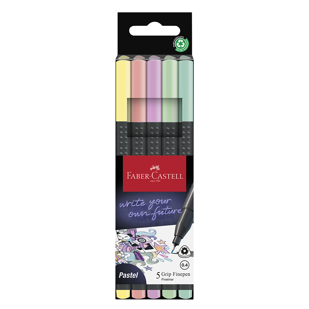 Faber Castell - Grip Fine Pens - Pastel - 5 Pc Set