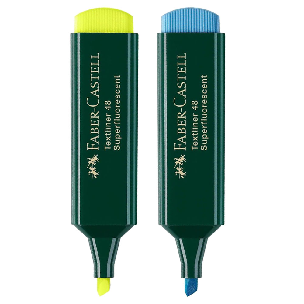 Faber Castell - Textliner 48 Refill Highlighters - Yellow/Blue - 2 Pc Set