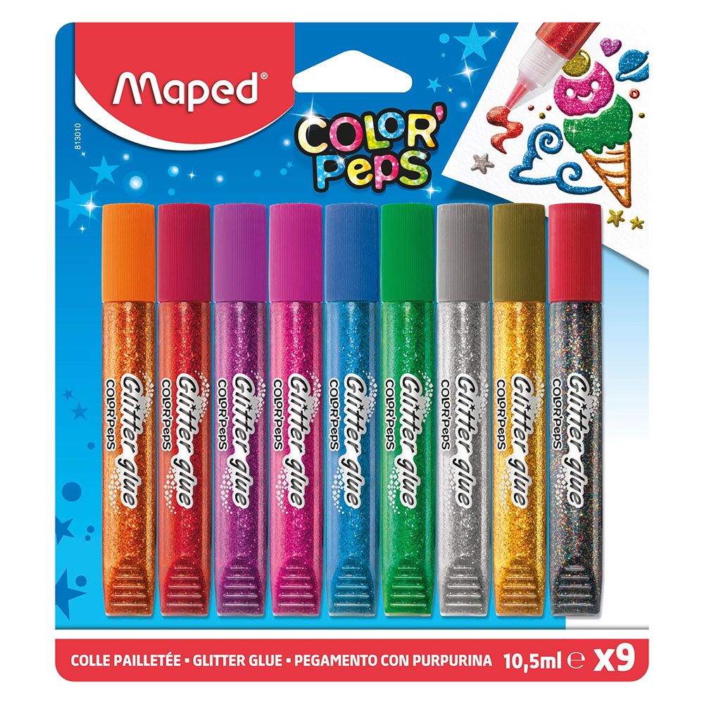 Maped - Color Peps Glitter Glue - 9 Pc Set - 10.5 ml