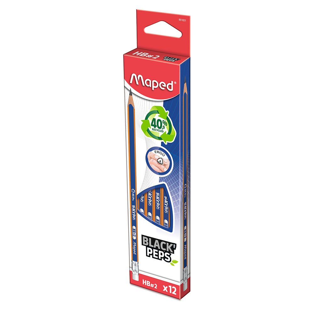 Maped - Grip Extruded Graphite HB Pencil - 12 Pc Set