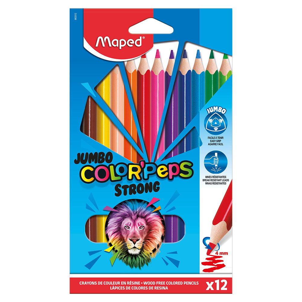 Maped - Jumbo Color Peps Strong Colouring Pencils - 12 Pc Set