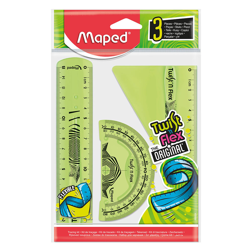 Maped - Drafting Set Mini Twist'n Flex - 3 Pc Set - Color May Vary