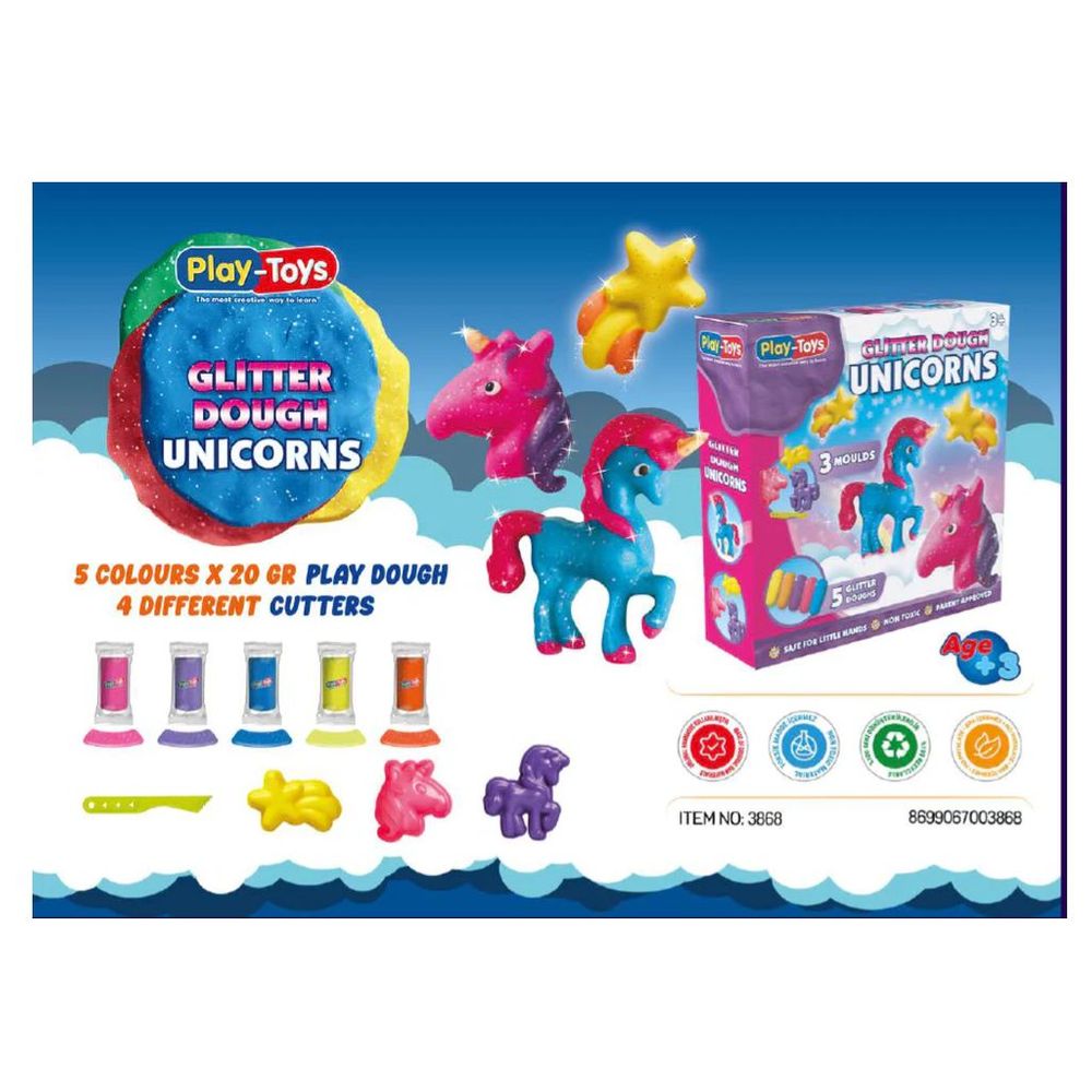 Playtoys - Glitter Dough Unicorns Kit