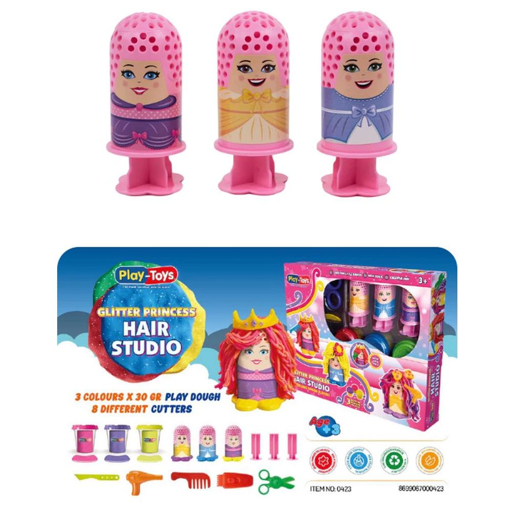 Playtoys - Glitter Princess Hair Studio Modelling Dough Play Set