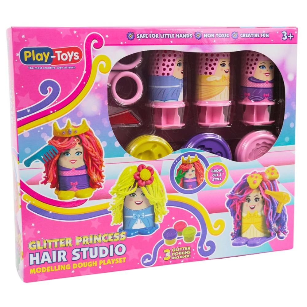 Playtoys - Glitter Princess Hair Studio Modelling Dough Play Set