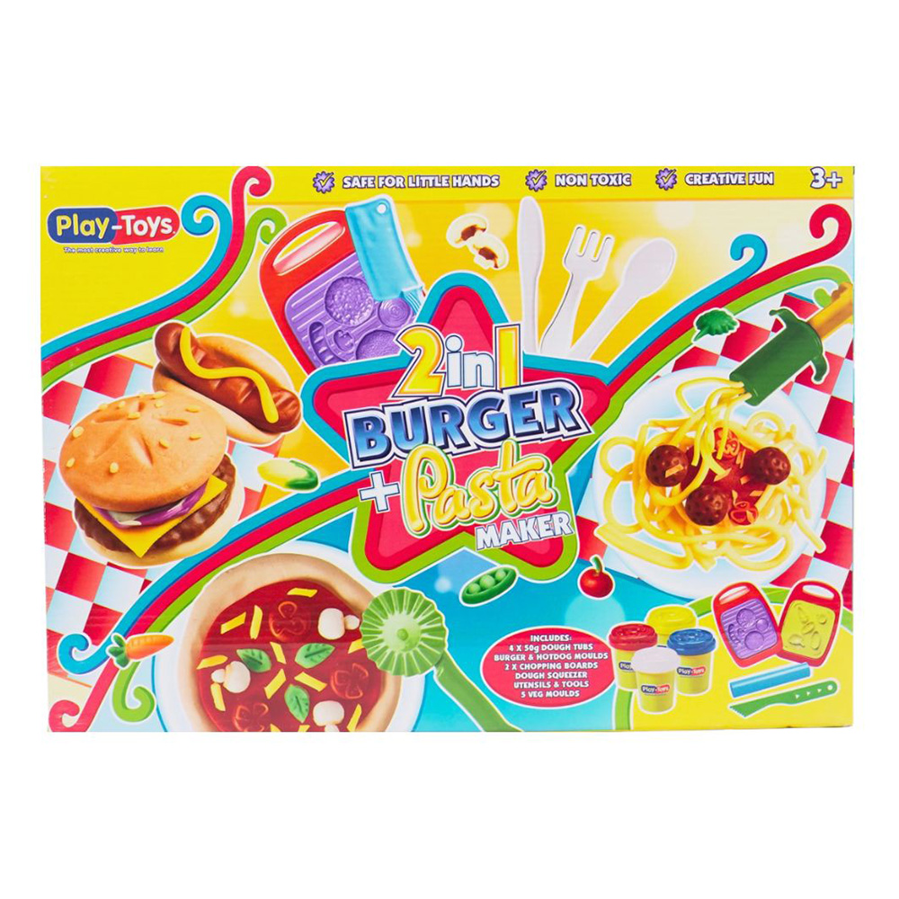 Playtoys - 2-In-1 Burger And Pasta Maker Dough Set