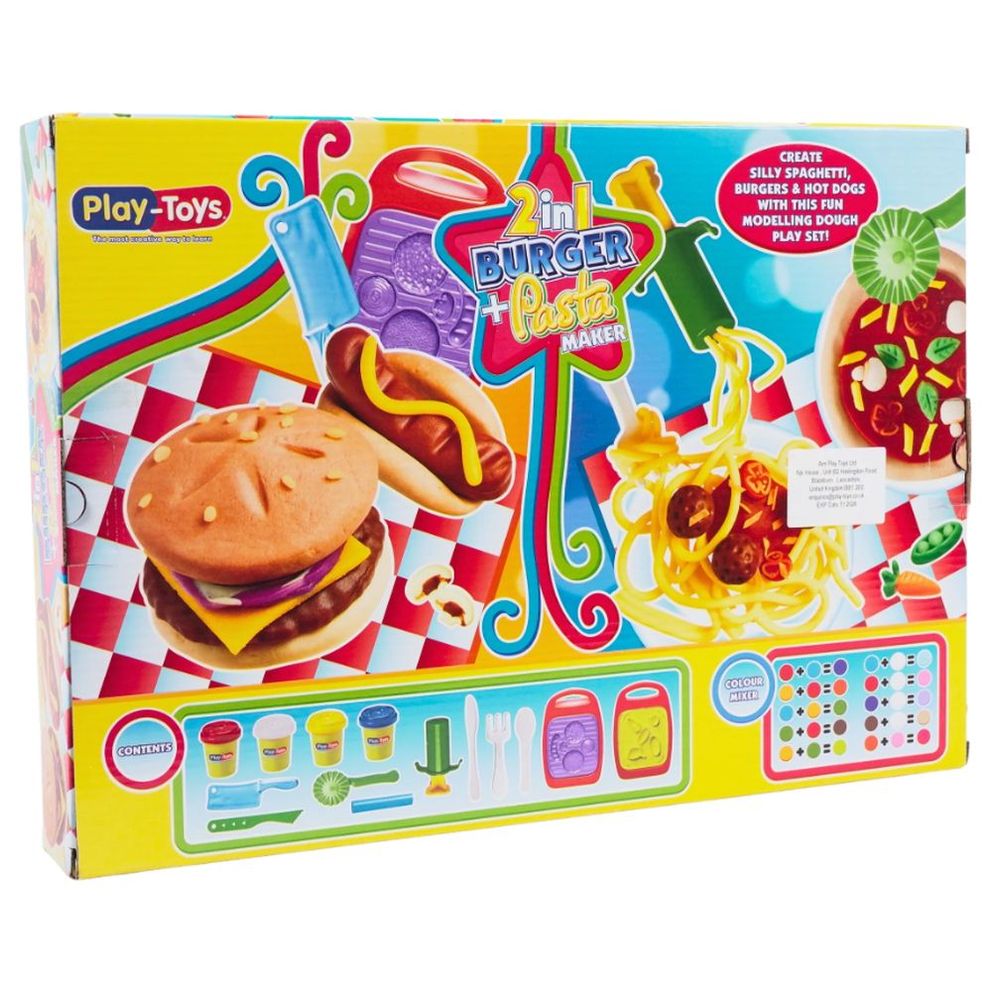 Playtoys - 2-In-1 Burger And Pasta Maker Dough Set